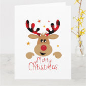 Merry Kerstcute Reindeer Kaart (Gele Bloem)