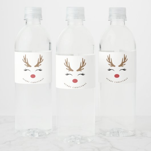 Merry Kerstcute Reindeer Waterfles Etiket (Flessen)
