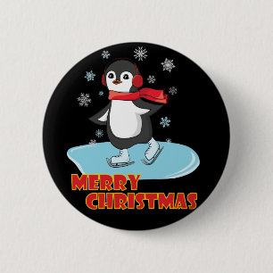 Merry Kerstcute Winter Penguin Ronde Button 5,7 Cm