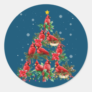 Merry Kerstcutest Cardinaal Bird Lovers Xmas Ronde Sticker