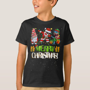 Merry Kerstdabbing santa Gnomes Dino T-shirt