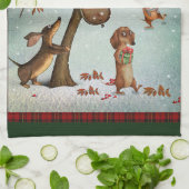 Merry Kerstdachshund Hondenliefhebbers Gift Theedoek (Gevouwen)