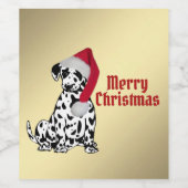Merry Kerstdalmatian Wijn Etiket (Enkel label)