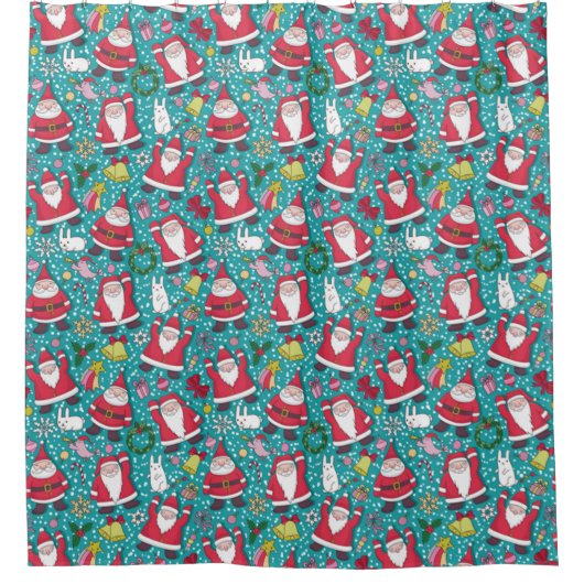 Merry Kerstdansende kerstman Douchegordijn (Voorkant)