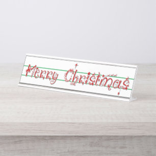 Merry Kerstdecorated Text Desk Sign Bureau Naambordje