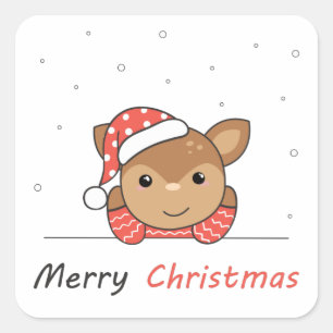 Merry Kerstdeer Snow Greeting Vierkante Sticker