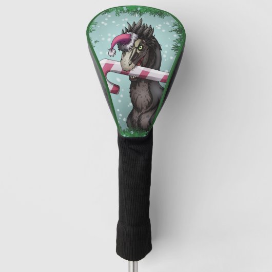 Merry Kerstdinosaur Golfheadcover (Voorkant)