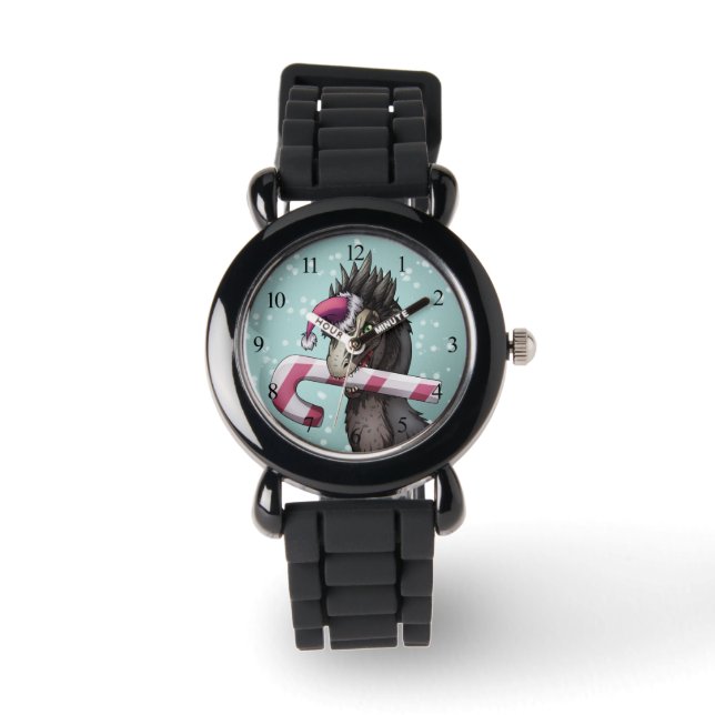 Merry Kerstdinosaur Horloge (Voorkant)