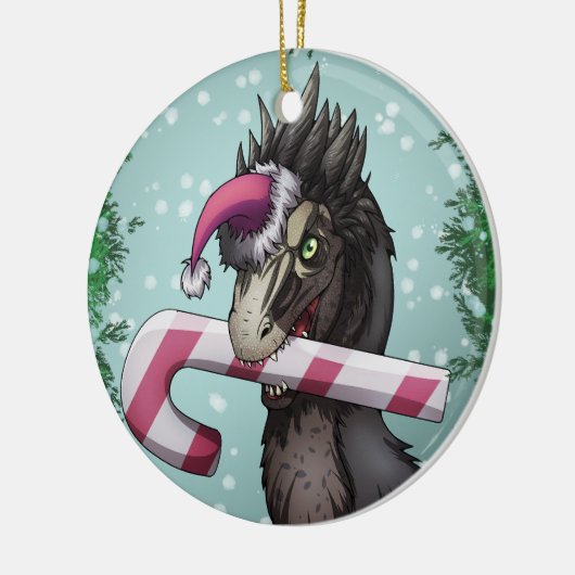 Merry Kerstdinosaur Keramisch Ornament (Links)