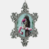 Merry Kerstdinosaur Tin Sneeuwvlok Ornament (Links)