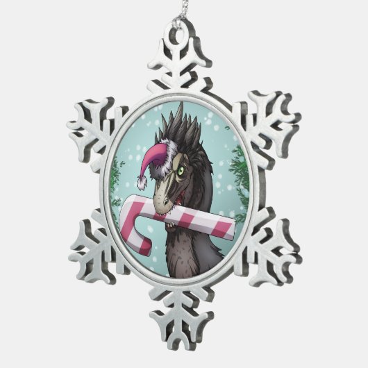 Merry Kerstdinosaur Tin Sneeuwvlok Ornament (Rechts)