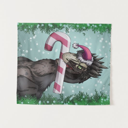 Merry Kerstdinosaur Wandkleed (Voorkant (horizontaal))