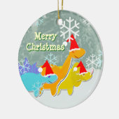 Merry Kerstdinosauriaanse sieraad Keramisch Ornament (Links)