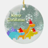 Merry Kerstdinosauriaanse sieraad Keramisch Ornament (Achterkant)