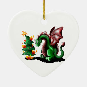Merry Kerstdragon Keramisch Ornament