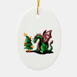 Merry Kerstdragon Keramisch Ornament