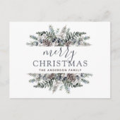 Merry Kerstdusty Blue Greenery Holiday Feestdagenkaart (Voorkant)