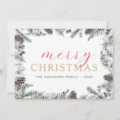 Merry Kerstdusty Blue Greenery Holiday Feestdagenkaart (Voorkant)