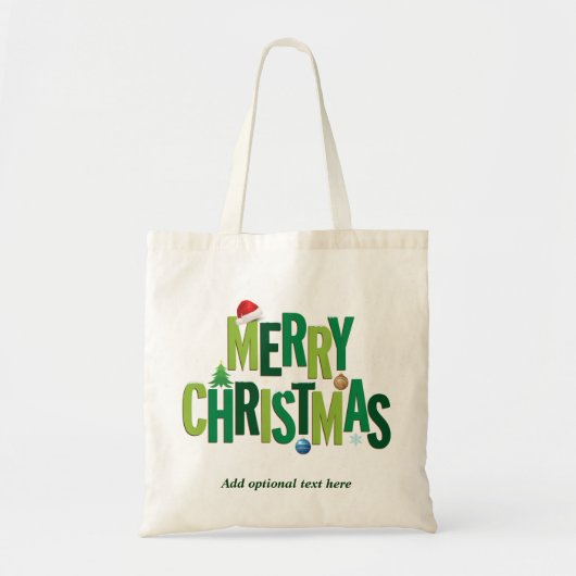 Merry KerstElements Green Tote Bag (Voorkant)