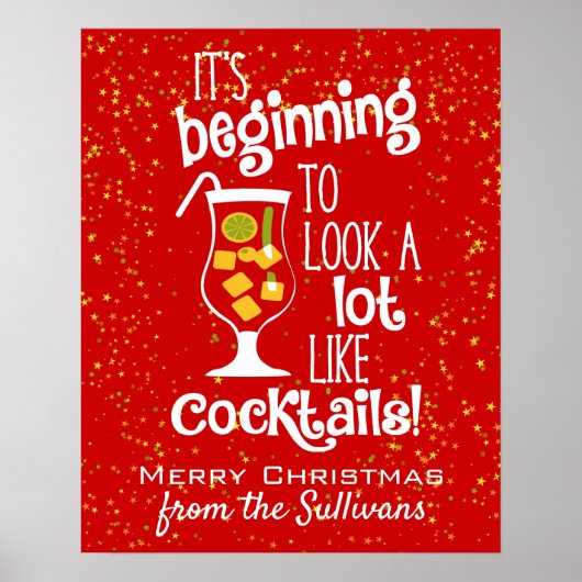 Merry Kerstfeest Funny Holiday Cocktail Poster (Voorkant)