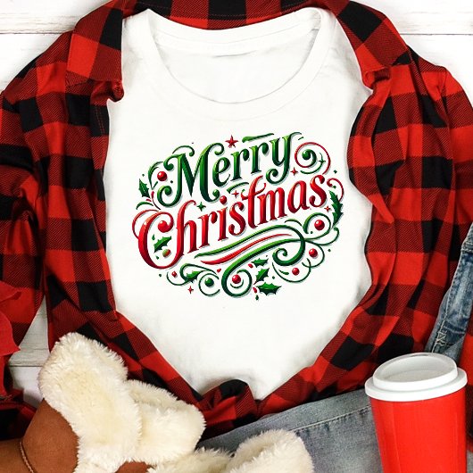 Merry kerstfeestelijke typografie Tri-Blend shirt