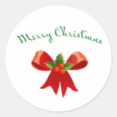 Merry kerstfeestjes roodrobow Round Sticker (Voorkant)