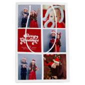 Merry kerstfinnen Simple Retro Typografie Foto Medium Cadeauzakje (Voorkant)