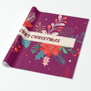 Merry KerstFloral Cadeaupapier