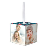 Merry KerstFloral Kubus Ornament (Achter hoekig)