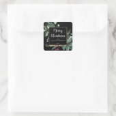Merry KerstFloral Lijst Vierkante Sticker (Tas)