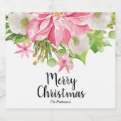 Merry KerstFloral Poinsettia Holiday Sparkling Wijnetiket (Enkel label)