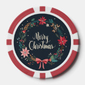 Merry KerstFloral Wreath Poker Chips (Voorkant)