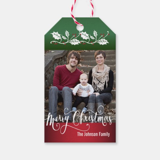 Merry kerstfoto cadeaulabel (Voorkant)