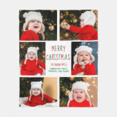 Merry Kerstfoto Collage Beauful Red Green Fleece Deken (Voorkant)