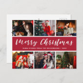 Merry Kerstfoto Collage Calligrafie Briefkaart (Voorkant / Achterkant)