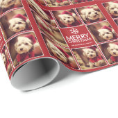 Merry Kerstfoto Collage Red White Cadeaupapier (Rol Hoek)