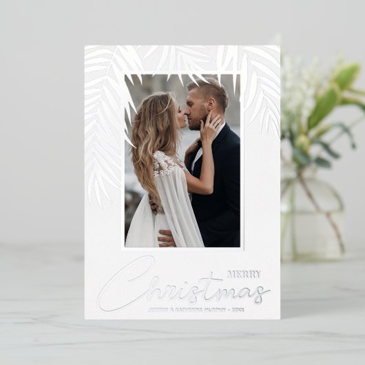 Merry kerstfoto folie feestdagenkaart (Staand Voorkant)