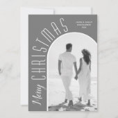 Merry kerstfoto grijs feestdagenkaart (Voorkant)