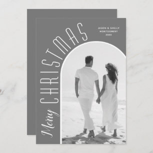 Merry kerstfoto grijs feestdagenkaart