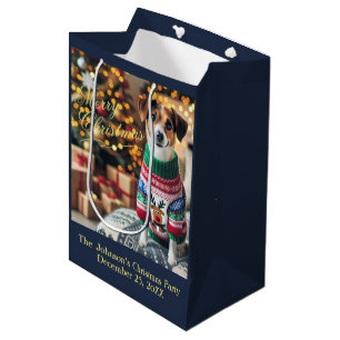 Merry kerstfoto medium cadeauzakje