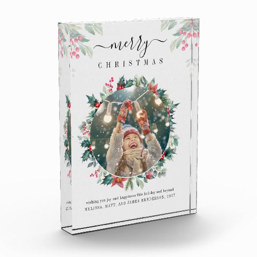 Merry Kerstfoto Mistletoe Grandma Fotoblokken (Links)