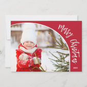 Merry kerstfoto Red Feestdagenkaart (Voorkant)