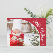 Merry kerstfoto Red Feestdagenkaart (Staand voorkant)