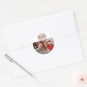 Merry kerstfoto ronde sticker (Envelop)