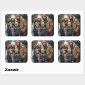 Merry kerstfoto vierkante sticker (Vel)