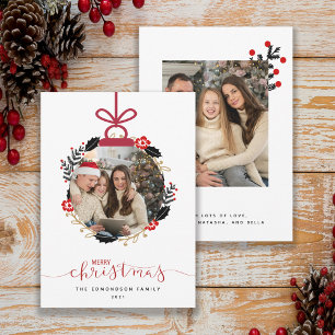 Merry kerstfoto Wereldbol sierkaartje