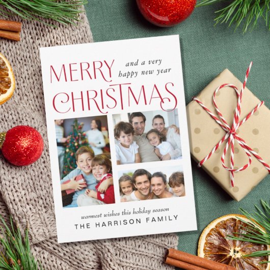 Merry-kerstfotokaart drie Afbeelding collage