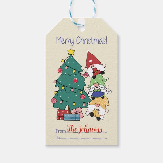 Merry Kerstgnomen Cadeaulabel (Voorkant)