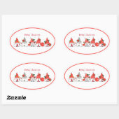 Merry Kerstgnomen Ovale Sticker (Vel)