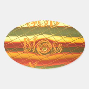 Merry KerstGod zegene Uw Colour Design Ovale Sticker